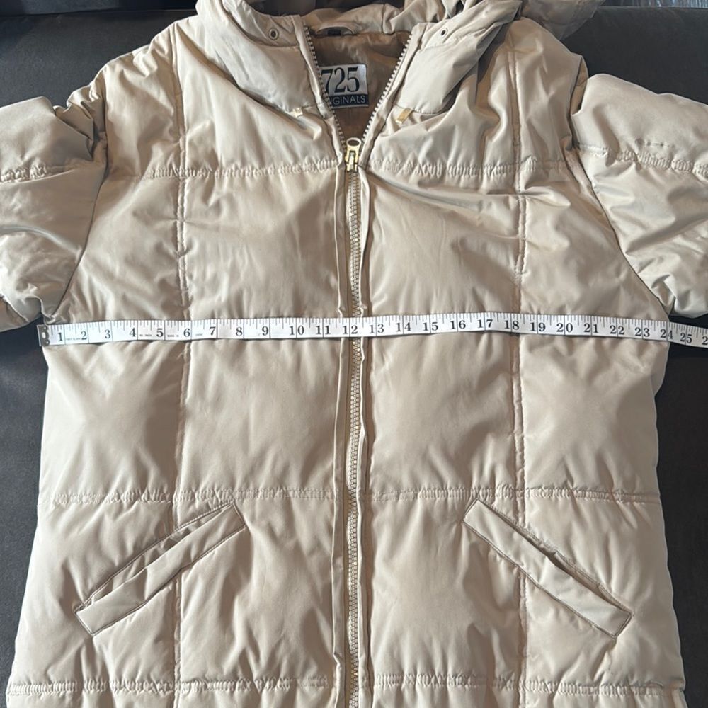 Vintage Beige Hooded Puffer Coat 725 Originals Mid Length Size EU44 (L/XL) *READ - Picture 7 of 15